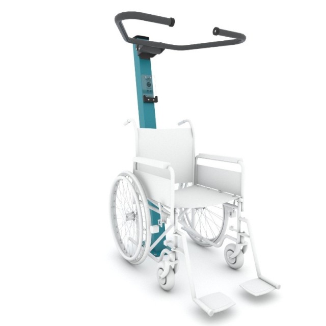 Nedtrekksapparat FITNESS 1125 for rullestolbrukere – farge C18 teal, vist med rullestol